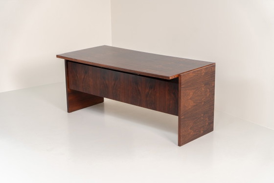 Rare double-sided “Vario” desk by Werner Wölfer for V-Form (Belgium, 1960s)., V Form, Wood, Brown, Vintage (photo 20 of 24)