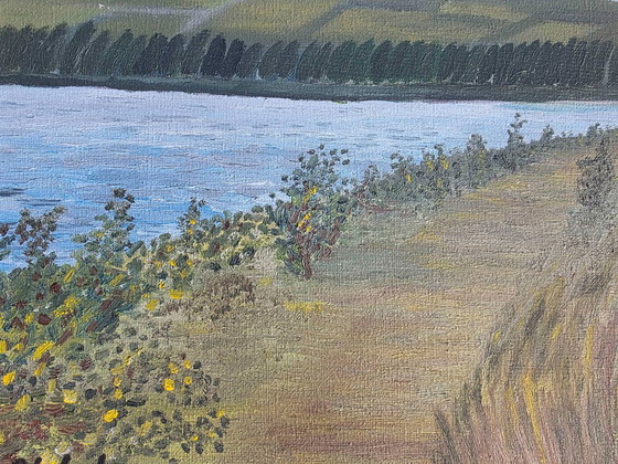 Original French Seine River Landscape Oil Painting, Paintings & Drawings, Canvas, White (photo 7 of 11)