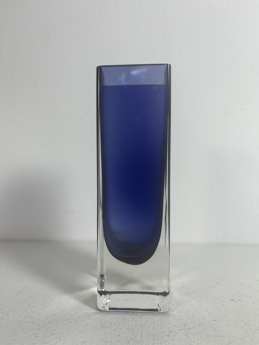 Muranoglas Blockvase blau Italien vintage
