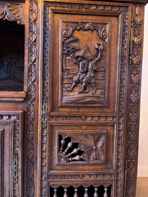 Image 1 of Bretonischer Eichenschrank mit drei Türen aus der Zeit um 1870
