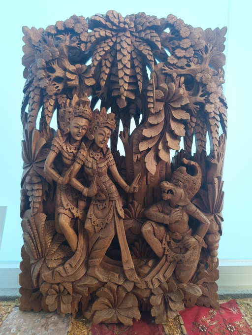 Balinesisches Holzrelief, 1960er Jahre