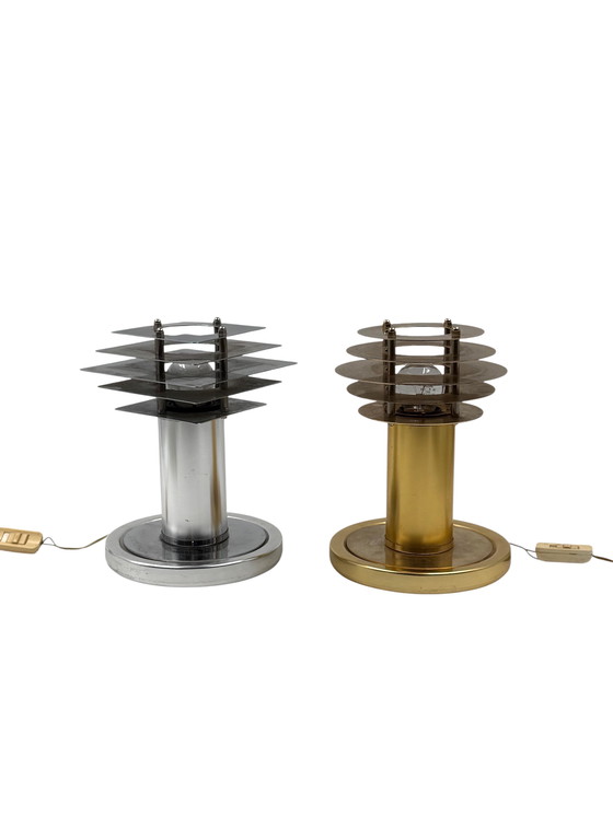 Image 1 of Ruimtetijdperk set van 2 tafellampen, Italië 1970