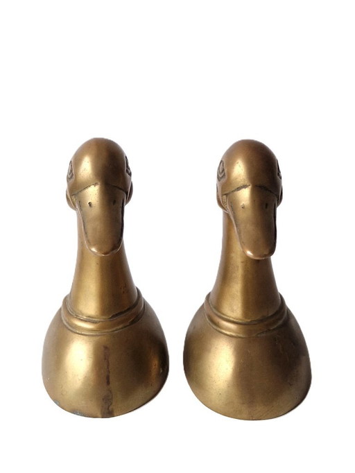 Set of copper duck bookends - 70s