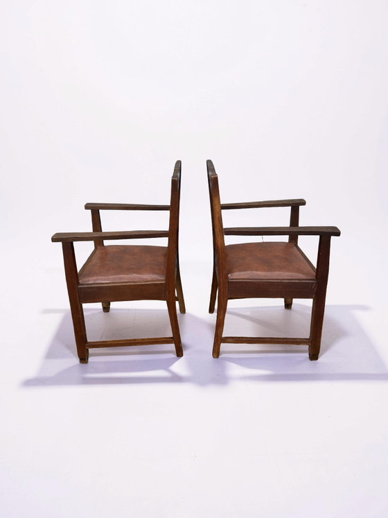 Image 1 of 2x Art Deco / Amsterdamse School stoelen