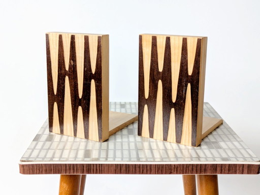 Pair of 1950s Wooden Bookends | Midcentury Bauhaus Style | Germany