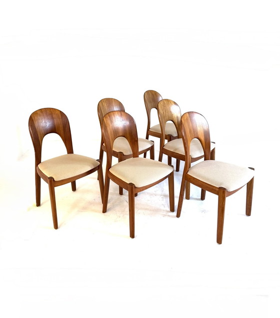 Image 1 of 6x 'Sedia Morten' restaurata, Koefoeds Hornslet '70