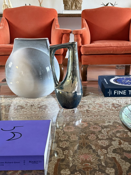 Image 1 of A. Cytère, moderno jarrón de gres iridiscente, Rambervillers Francia años 50