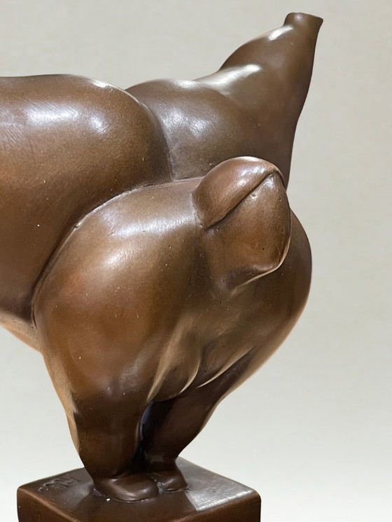 Image 1 of Modernist bronze sculpture – Stylized female figure in balance – Signed Milo