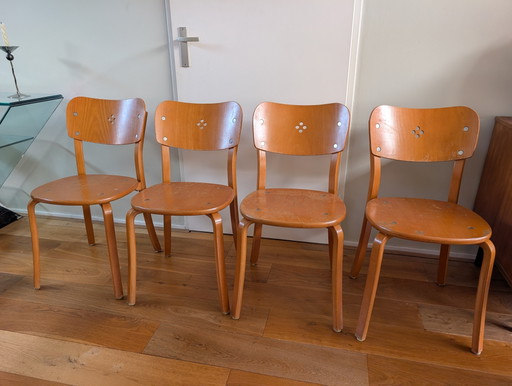 Set di 4 sedie svedesi anni '70 – stoelen fauteuils, Wood