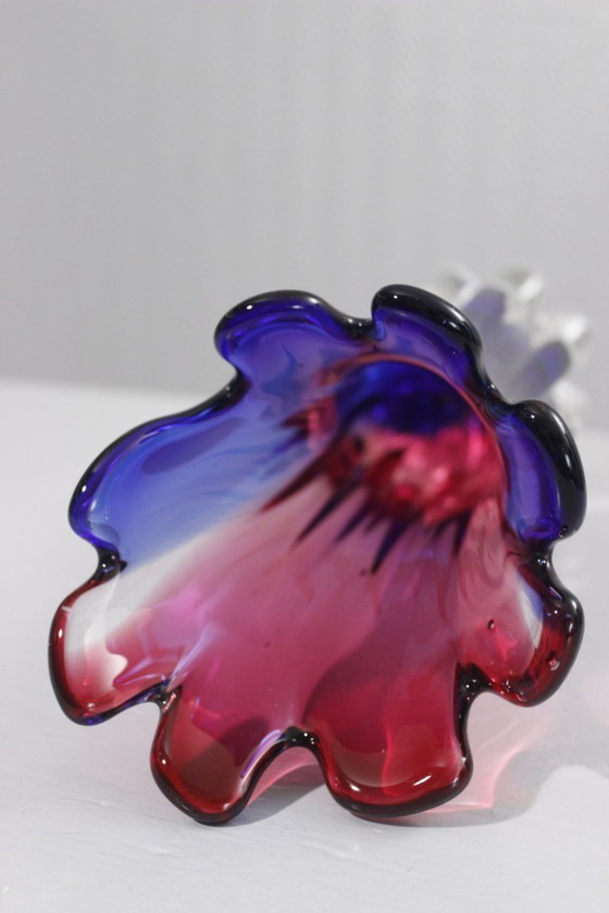Image 1 of Grote vaas van Murano-glas, vervaardigd met de Sommerso-techniek, roze en blauw, Italiaans design, jaren 70.