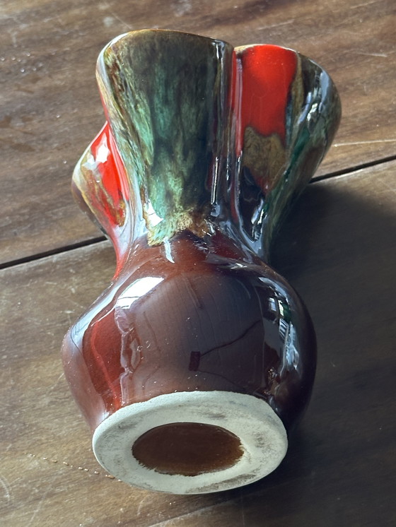Image 1 of Triflore Vintage Vallauris ceramic vase H 16 cm