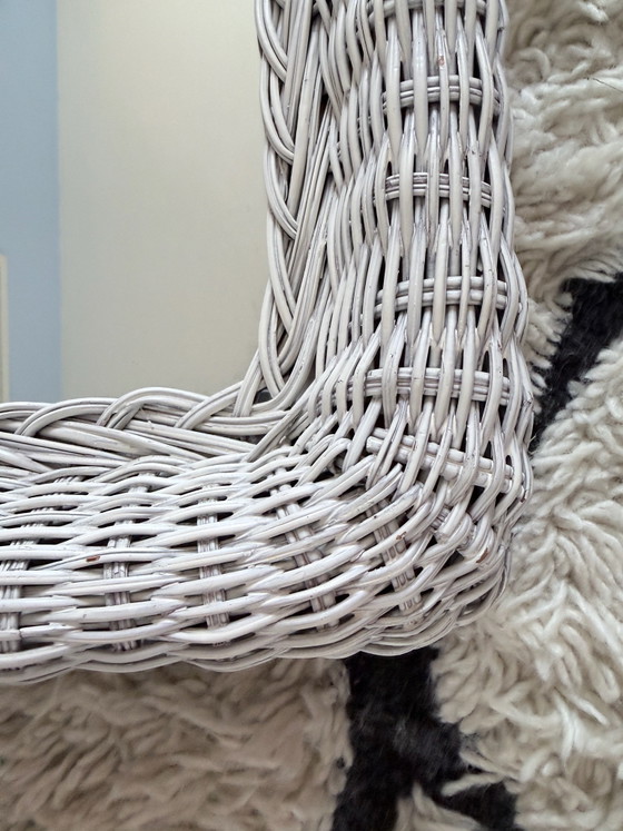 Vintage rattan arch mirror in fresh white (70 x 46 cm) – Glass (photo 6 of 6)