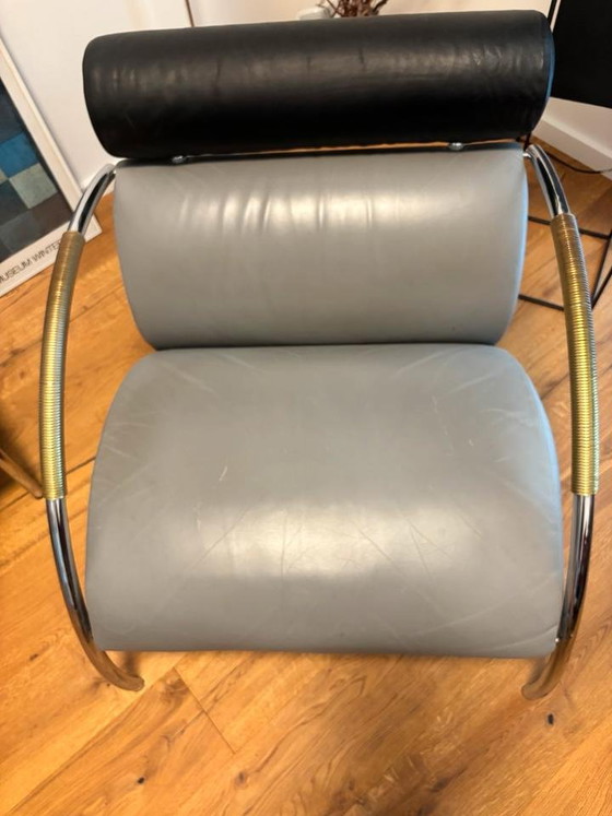 COR „Zyklus“ Fauteuil Lounge & Ottoman, Design Peter Maly (1984), Cuir, Noir (photo 2 sur 7)