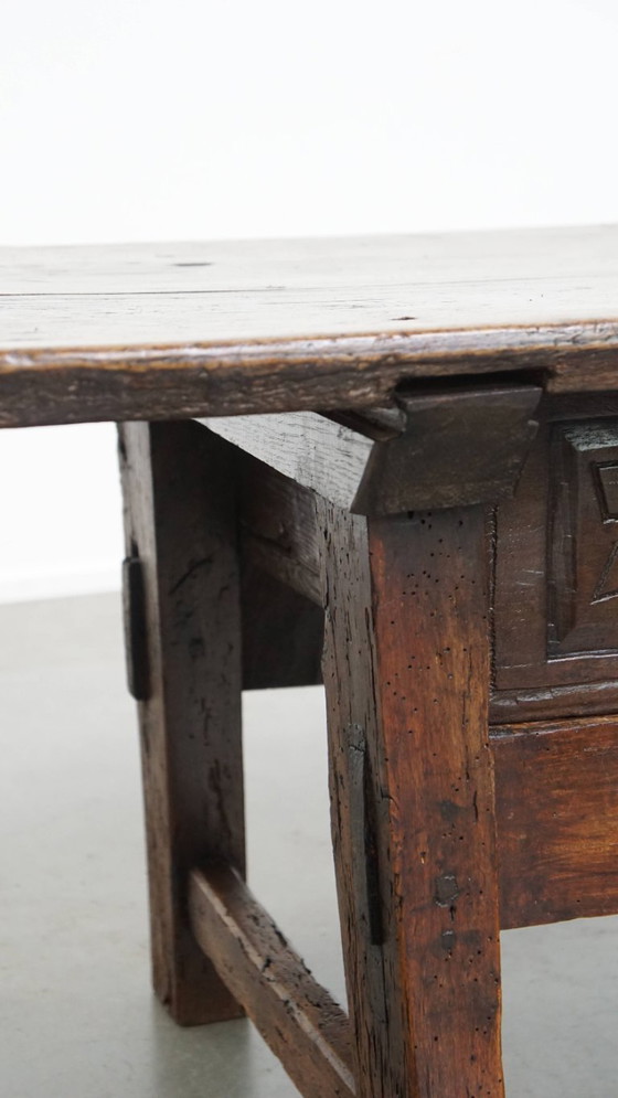 Image 1 of Antique Spanish Coffee Table From The 17th Century With Two Drawers
