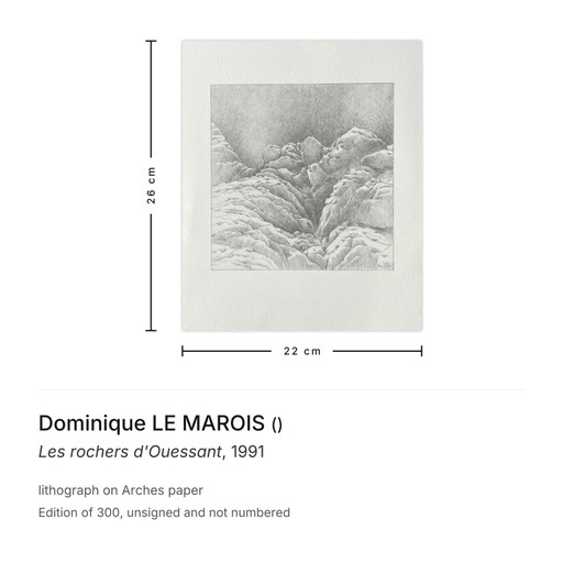 Dominique LE MAROIS The rocks of Ouessant lithograph 1991