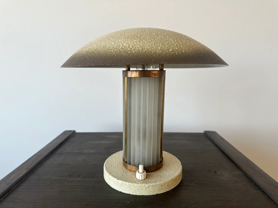 Art Deco Brass & Glass table lamp. France c.1920-30 (photo 13 of 13)