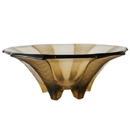 Art Deco dish smoked glass 1930's