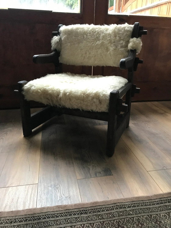 Mid Century Armchairs in Lambs Wool, Set of 2 by Szedleczky, Brown, Mid Century Modern (photo 3 of 10)