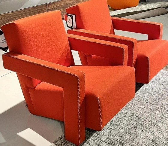 Image 1 of CASSINA  SET di 2 Poltrone637 Utrecht (NUOVE MAI USATE) in Lana KVDRAT Rossa 13L