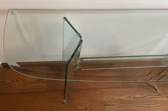Image 1 of Vintage Italian jaren 70  Glazen Site-table, Leon Rosen For Pace Collection