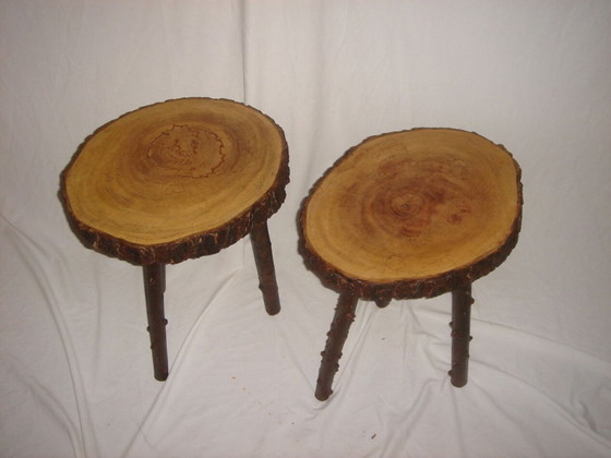 Image 1 of Mahogany table & rough stool 1970
