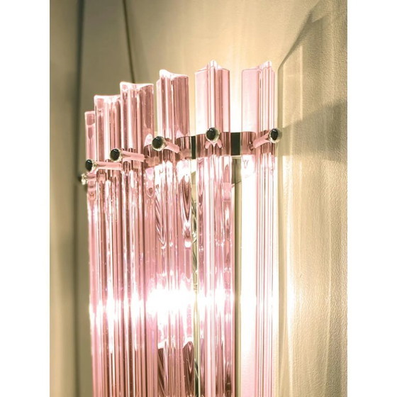 Image 1 of Apliques de pared italianos de cristal de Murano rosa “Triedro” — Par