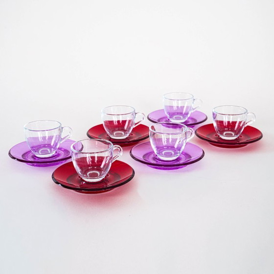 Image 1 of Set of glass cups, Italian design, 1970s, manufactured by Fratelli Guzzini