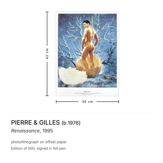 Image 1 of PIERRE & GILLES Renacimiento Fotolitografía firmada 1995