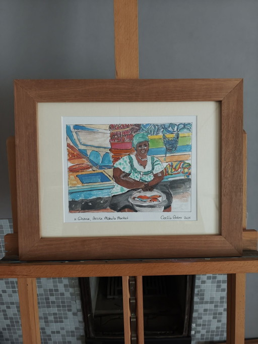Aquarell "Makola market"