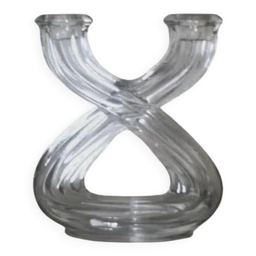 Vintage Kristall-Kerzenständer Vannes - Gestempelter französischer Glas-Kronleuchter - Tisch-Kerzenhalter