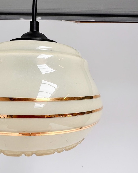 Set di 2 lampade da soffitto rotonde vintage beige, anni '60 – Lampade a sospensione, Glass (photo 6 of 8)