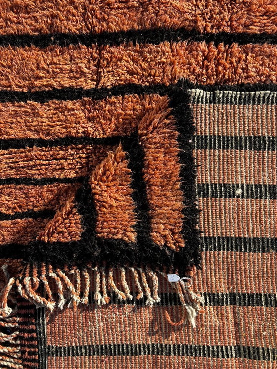 Image 1 of Alfombra marroquí Mrirt hecha a mano, 210 x 300 cm, de lana marrón, con diseño bereber.