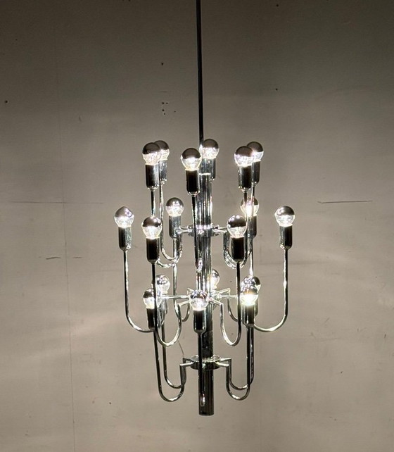 Image 1 of Mid-century chrome Sputnik chandelier by Gaetano Sciolari, Italy, 1970s
