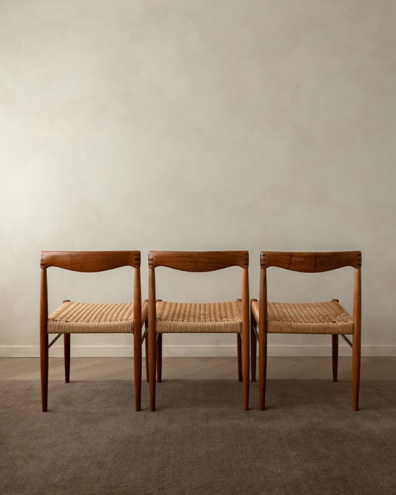 Image 1 of Vintage Dining Chairs by Henry Walter Klein for Bramin Møbler, Danish Teak Paper Cord Dining Chairs, 1960s, Set of 3
