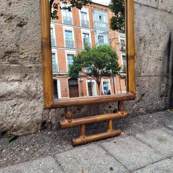 Image 1 of Koloniale spiegel met bamboe frame, 1900 - Frankrijk