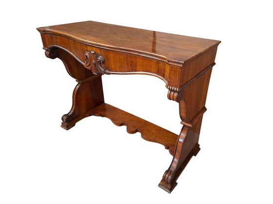 Image 1 of Edler antiker Konsolentisch aus Nussbaumholz – Karl-X.-Zeit (um 1825)