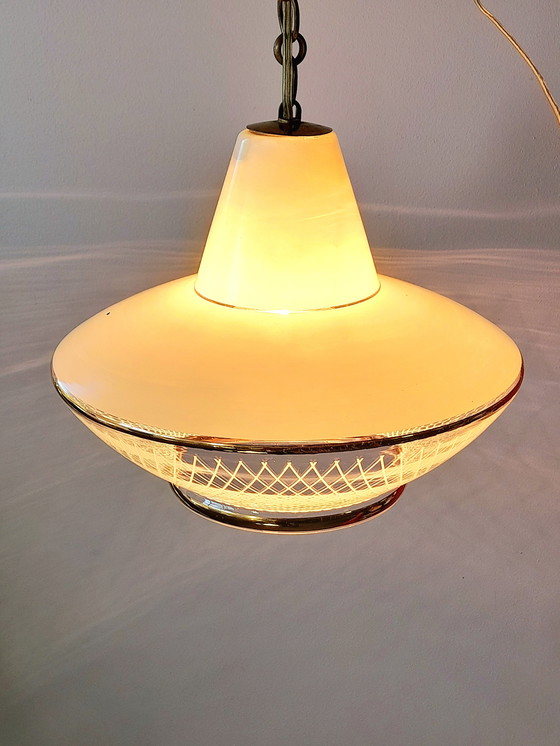 Image 1 of Suspension en verre sérigraphié UFO,1970.