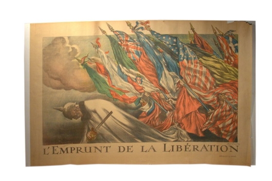 Originele poster op karton, "De bevrijdingslening", Bankeconomie, Abel Faivre, Maquet Gr, 80x120cm, Eerste (photo 11 of 11)