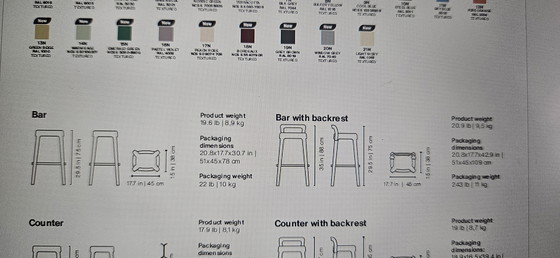 Image 1 of Juego de taburetes de bar de metal rosa