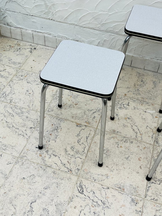 Image 1 of Set di 4 sgabelli vintage in Formica grigio cromato