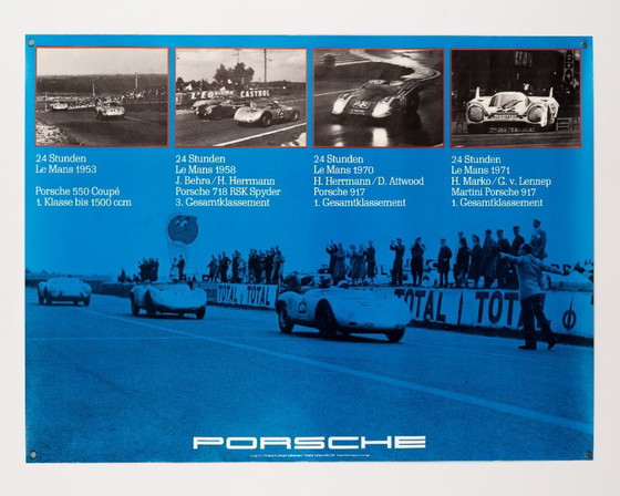 Image 1 of Porsche Geschiedenis 24 uur van Le Mans – 1980 – Originele Vintage Porsche Poster – Vintage – 76x102 cm