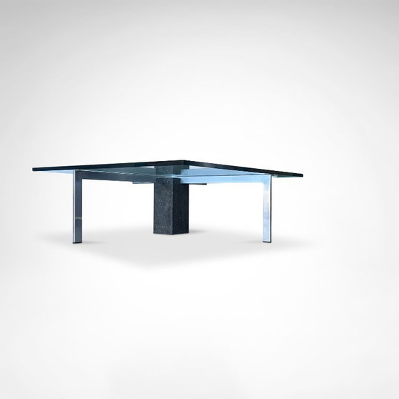 Image 1 of Table basse KW1 en verre, métal et granit, conçue par Hank Kwint pour Metaform dans les années 1980.
