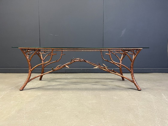 Image 1 of Vintage handgemaakte cocktailtafel van smeedijzer met boomtakkenmotief, jaren 70