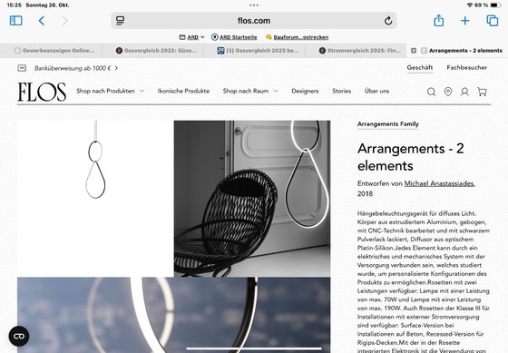 Image 1 of Flos Arrangements Deckenleuchte, 2 Elemente, Drop + Round