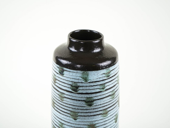 Vaso in ceramica, design tedesco, anni '70, prodotto in Germania Ovest, Vasi, Nero, Vintage (foto 5 di 8)