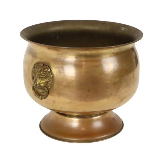 Oude Jardinière Bloempot Messing Leeuwenkopjes Begin 20ste – Plantenbak, Brass (photo 15 of 15)