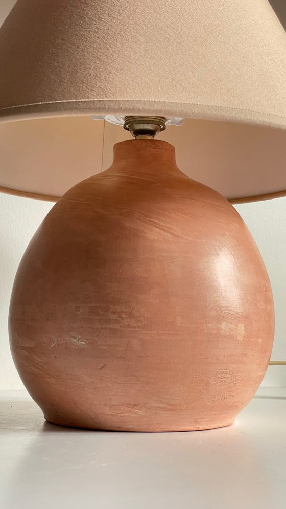 Vintage handgemaakte terracotta lamp – Tafellampen, Textile (photo 5 of 21)