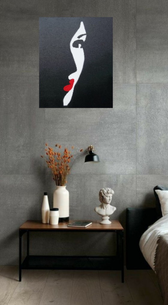 Image 1 of Profilo in Carminio – Dipinto originale dell'artista 2Luss'Art