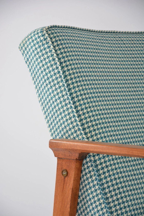 Image 1 of MR fauteuils met smaragdgroen pied-de-poulepatroon