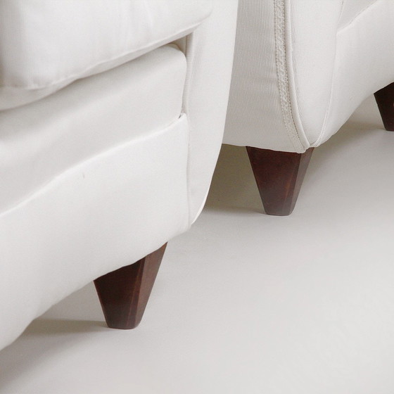 Image 1 of 2x italienische Sessel mit Fußhockern - Italien, um 1940